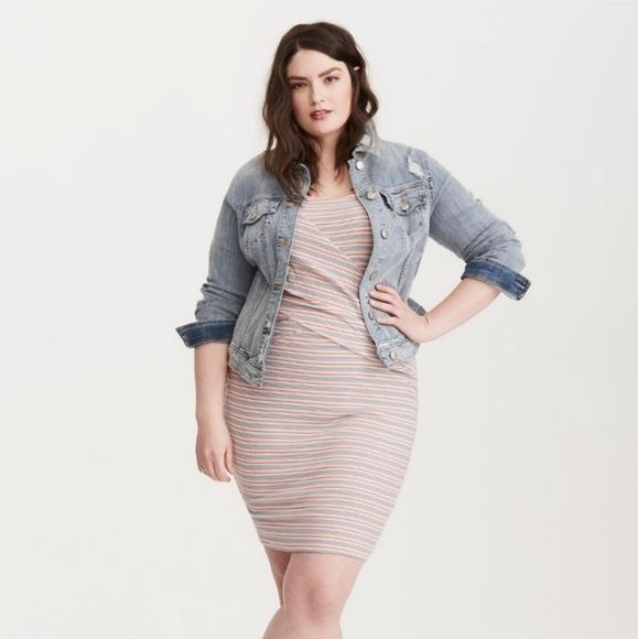 torrid Dresses & Skirts - Torrid Striped Ribbed Bodycon Mini Dress